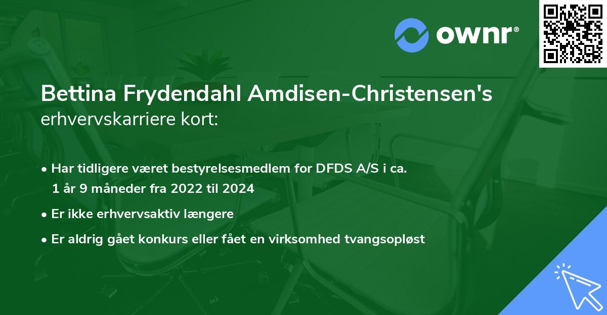 Bettina Frydendahl Amdisen-Christensen's erhvervskarriere kort