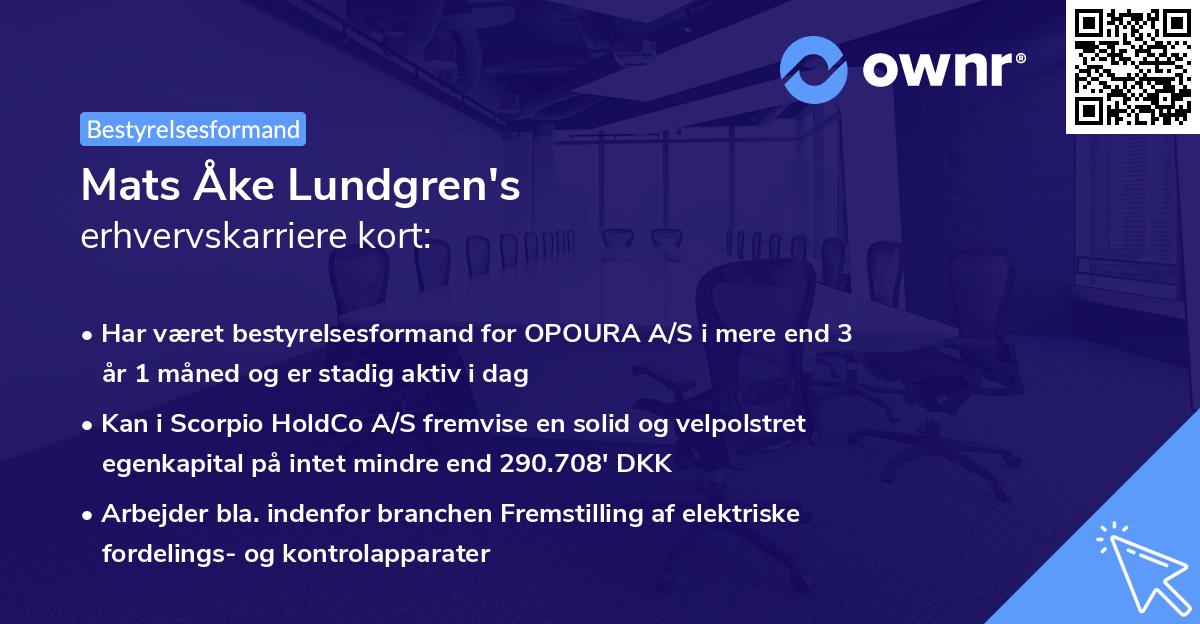 Mats Åke Lundgren's erhvervskarriere kort