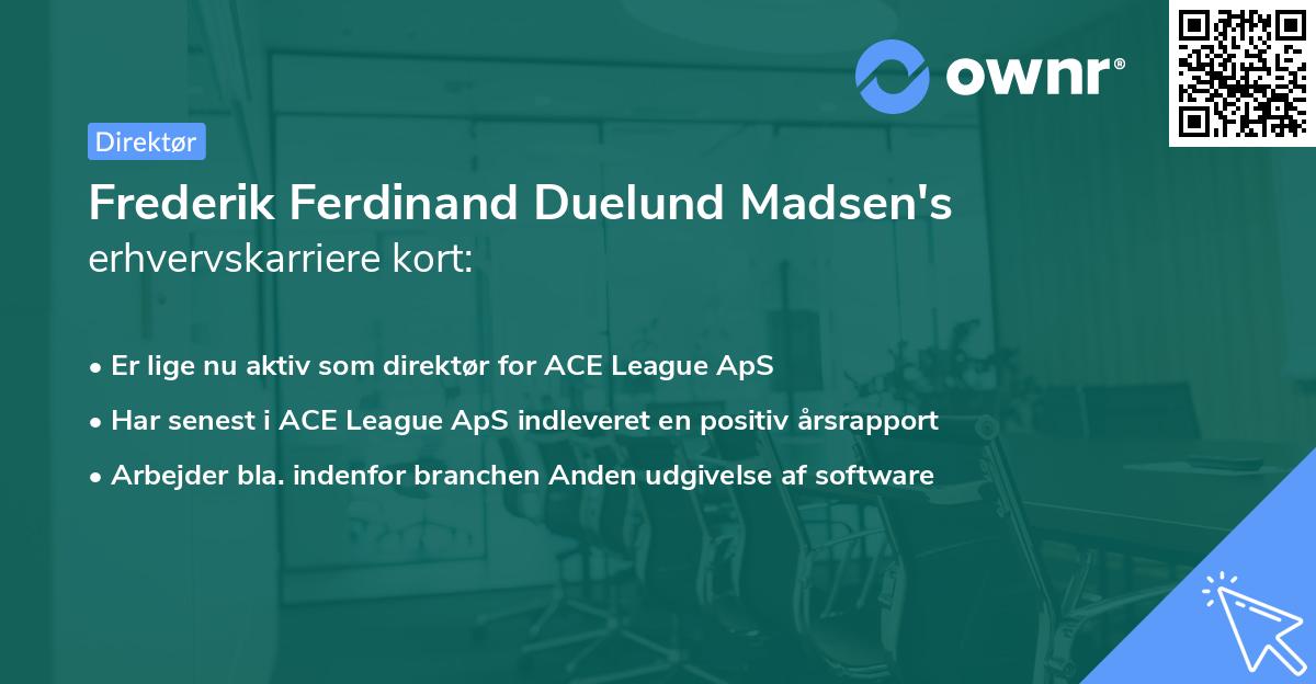 Frederik Ferdinand Duelund Madsen's erhvervskarriere kort