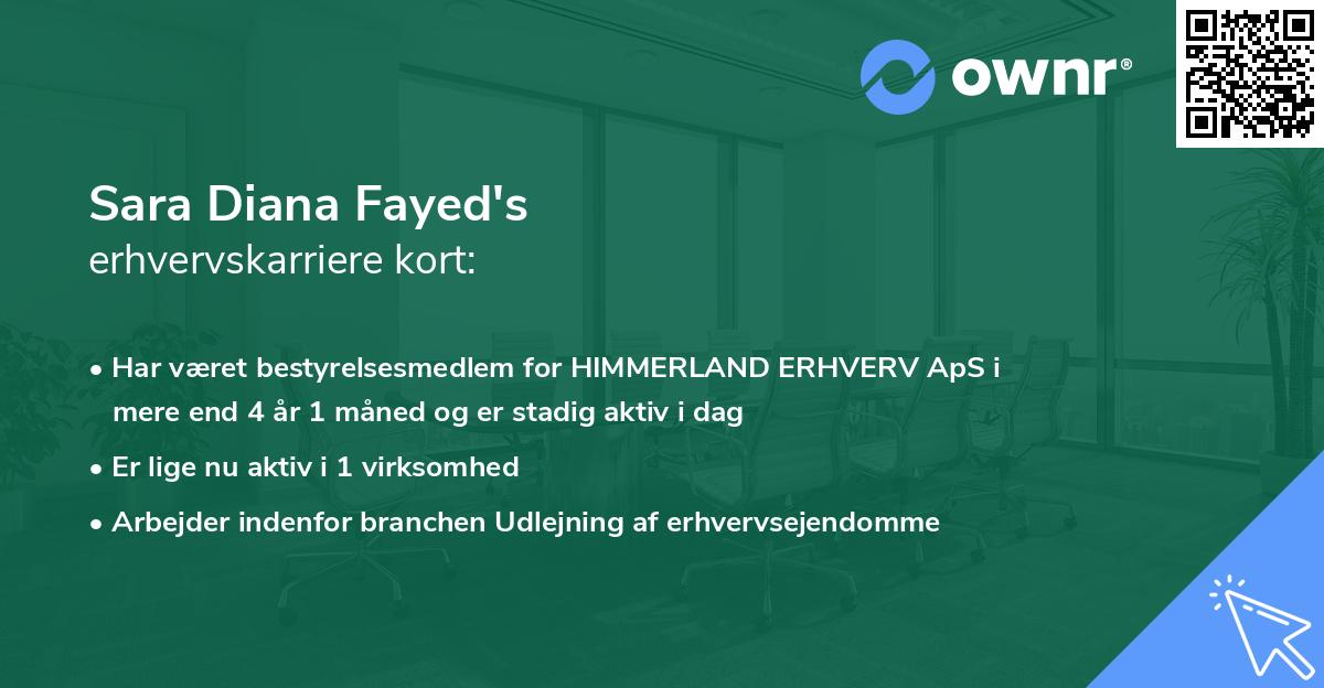 Sara Diana Fayed's erhvervskarriere kort