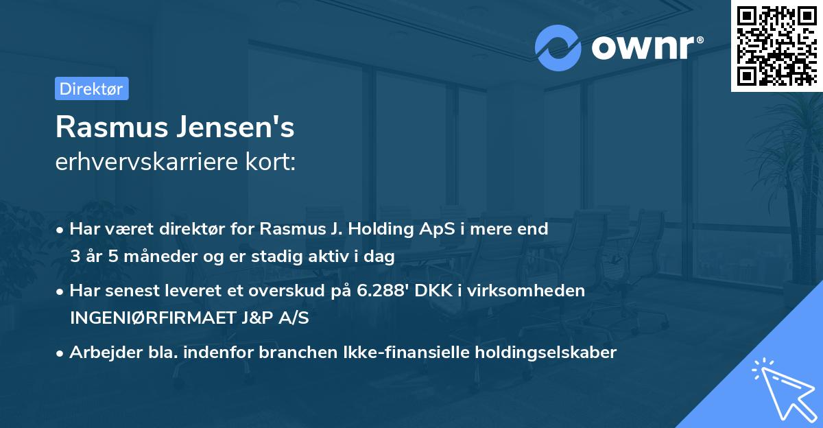 Rasmus Jensen's erhvervskarriere kort