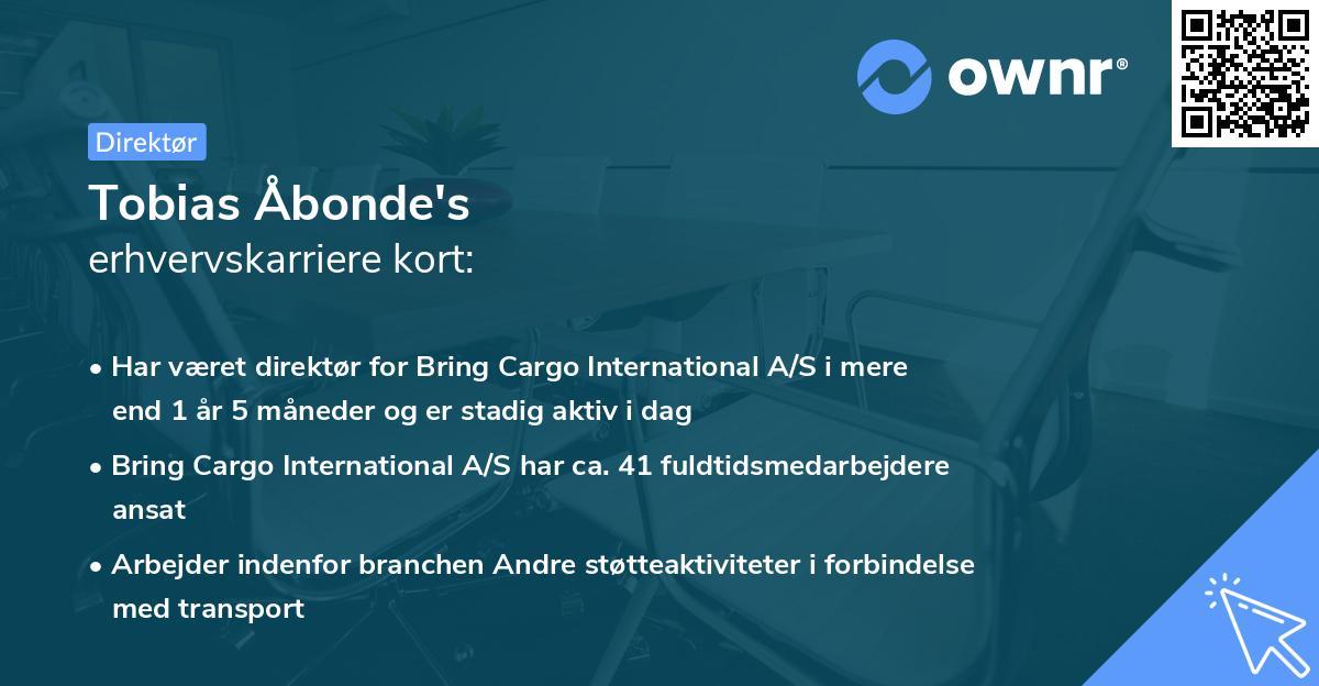 Tobias Åbonde's erhvervskarriere kort