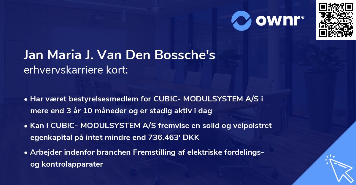 Jan Maria J. Van Den Bossche's erhvervskarriere kort