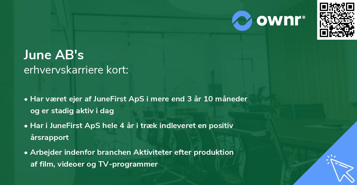 June AB's erhvervskarriere kort