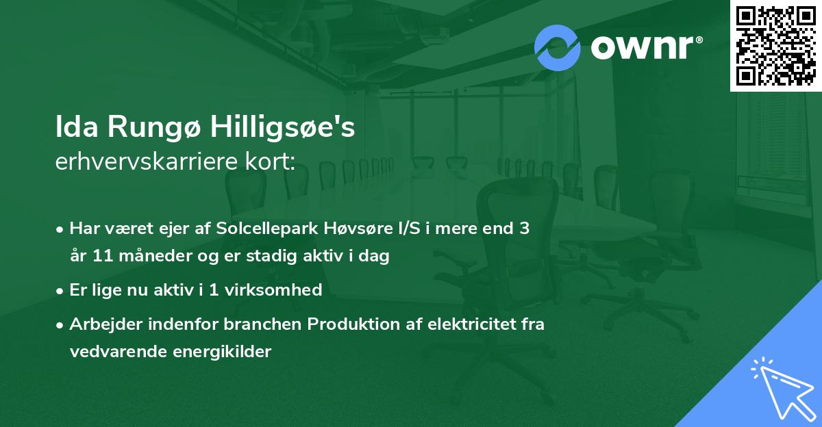 Ida Rungø Hilligsøe's erhvervskarriere kort
