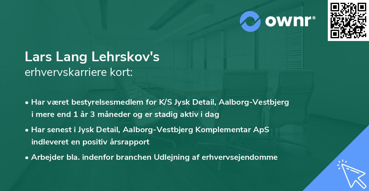 Lars Lang Lehrskov's erhvervskarriere kort