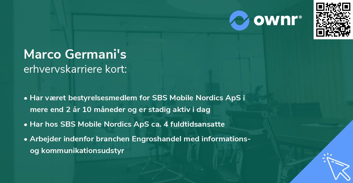 Marco Germani's erhvervskarriere kort