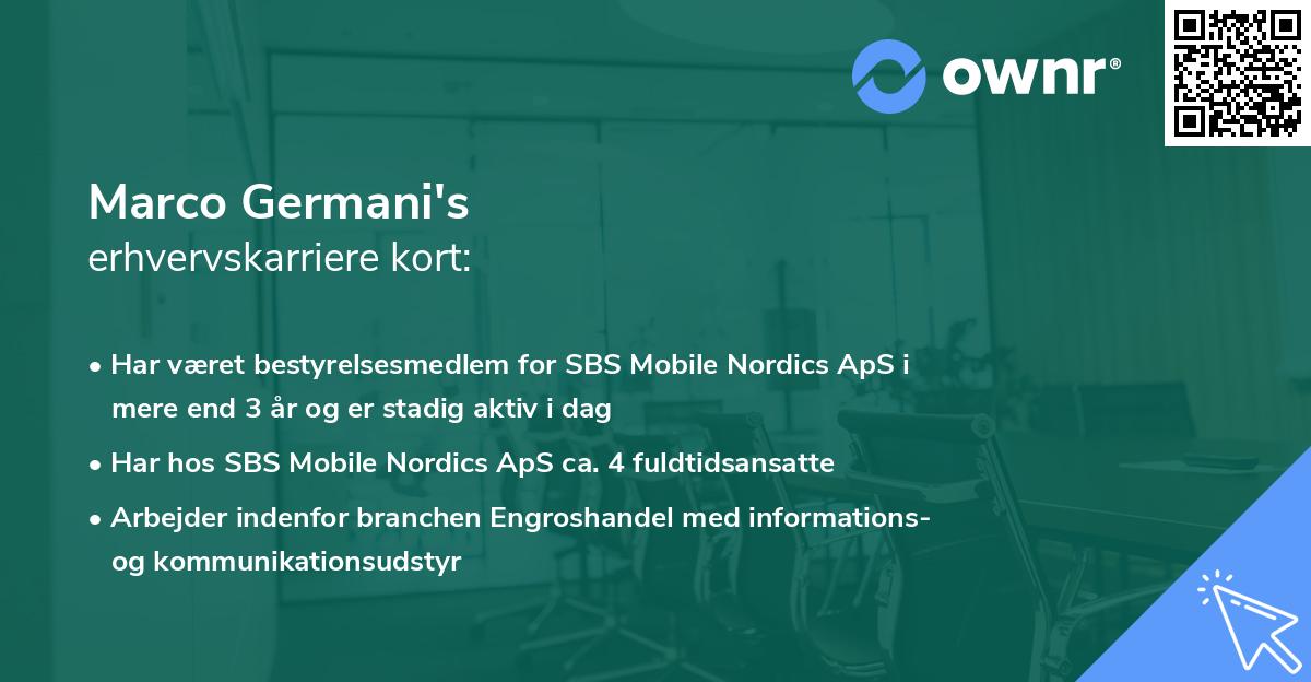 Marco Germani's erhvervskarriere kort