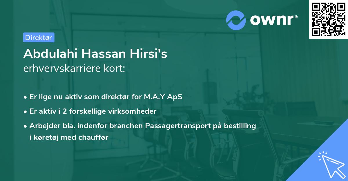 Abdulahi Hassan Hirsi's erhvervskarriere kort