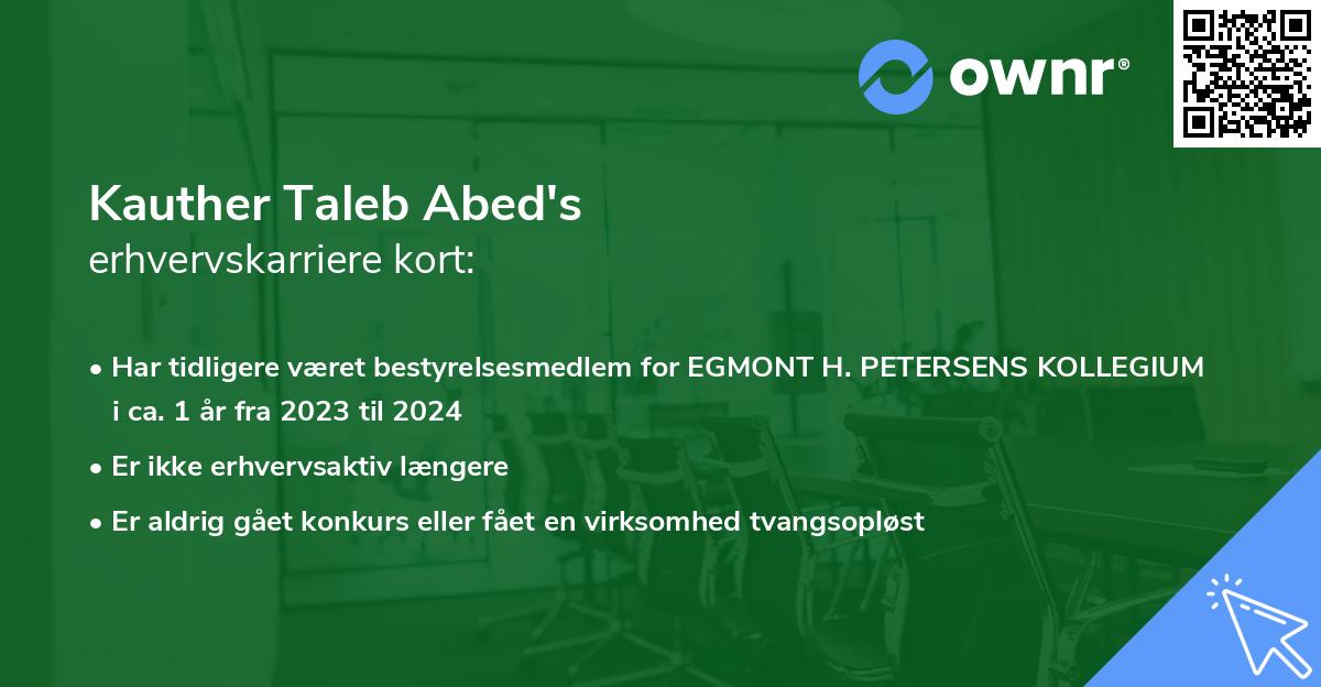 Kauther Taleb Abed's erhvervskarriere kort