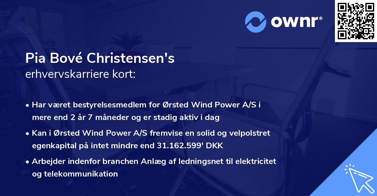 Pia Bové Christensen's erhvervskarriere kort