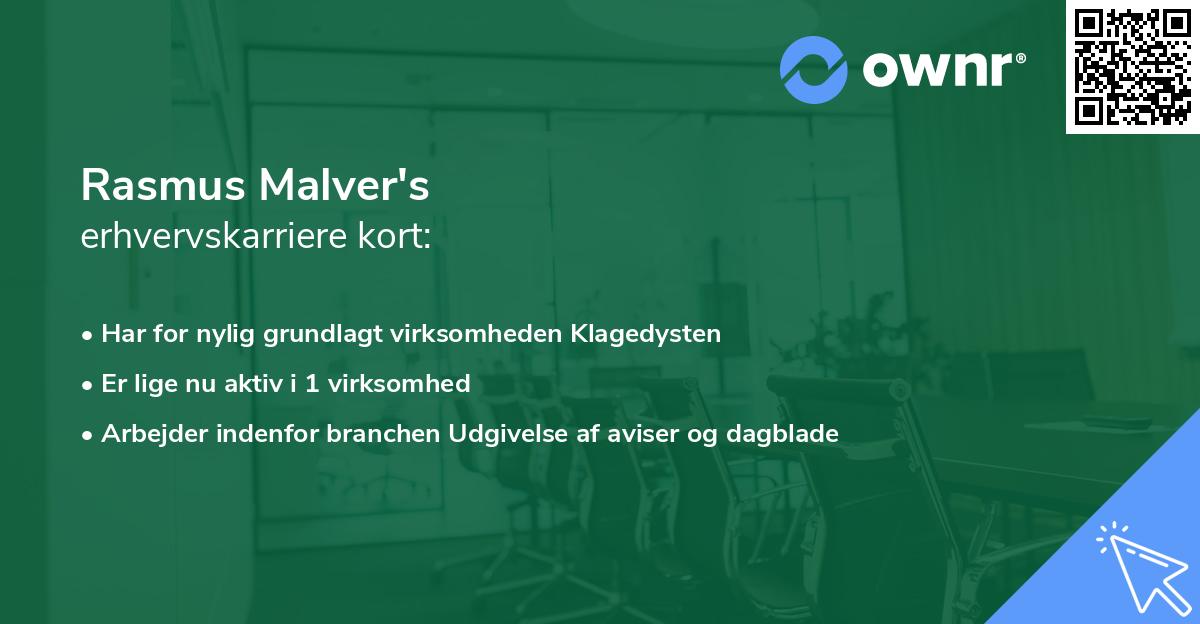 Rasmus Malver's erhvervskarriere kort