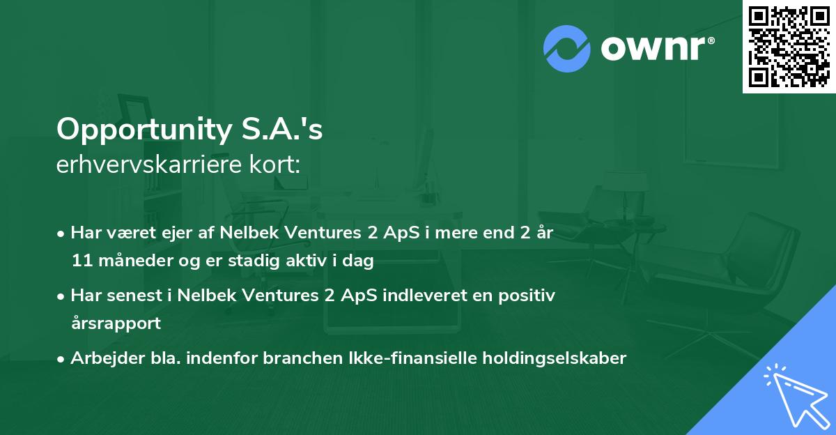Opportunity S.A.'s erhvervskarriere kort