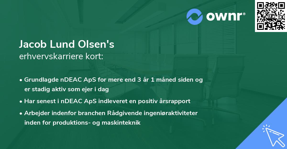Jacob Lund Olsen's erhvervskarriere kort