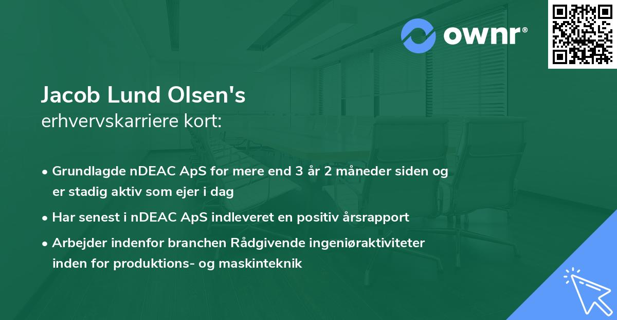 Jacob Lund Olsen's erhvervskarriere kort