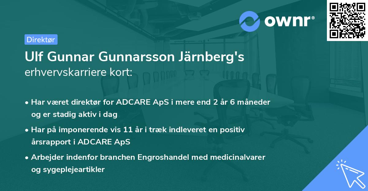 Ulf Gunnar Gunnarsson Järnberg's erhvervskarriere kort