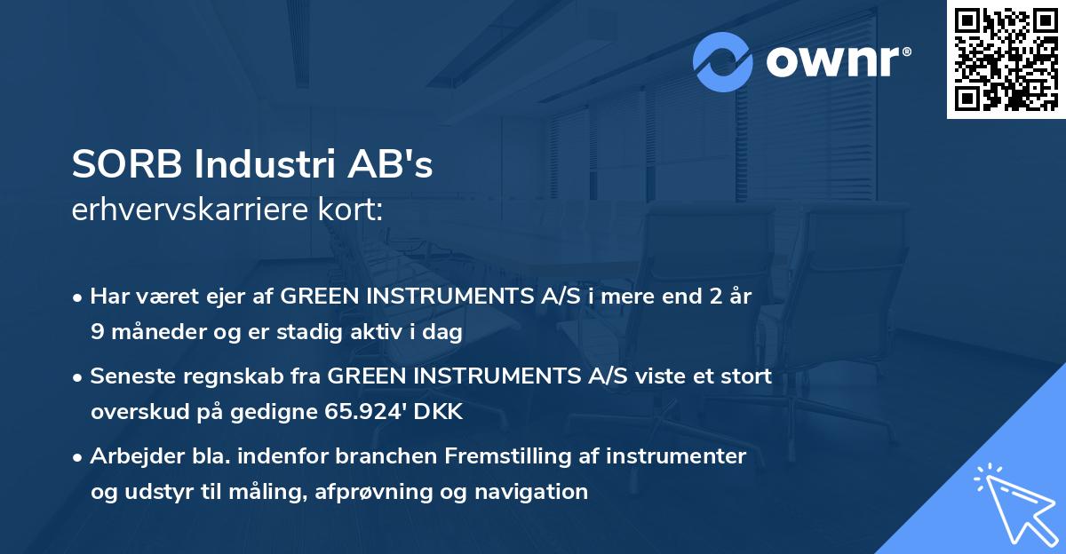 SORB Industri AB's erhvervskarriere kort