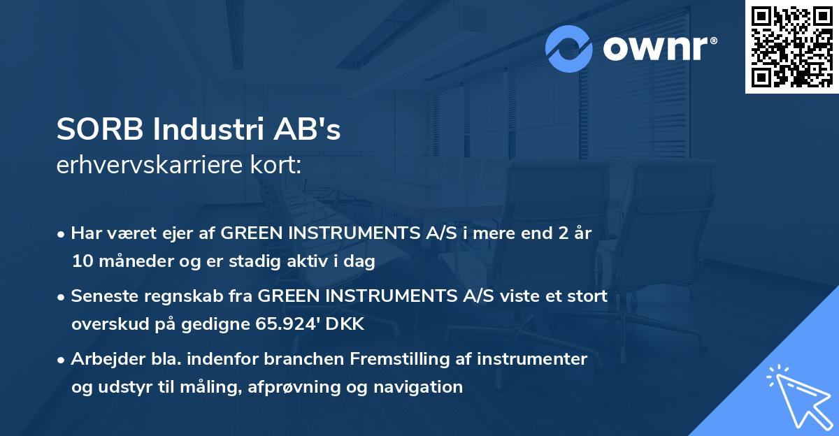 SORB Industri AB's erhvervskarriere kort