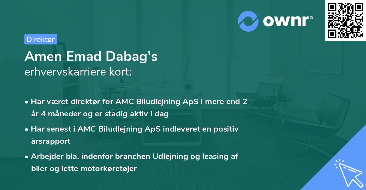 Amen Emad Dabag's erhvervskarriere kort