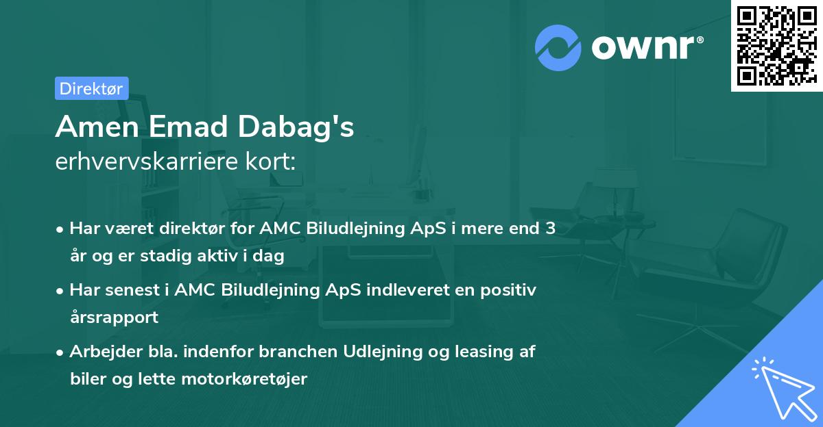 Amen Emad Dabag's erhvervskarriere kort
