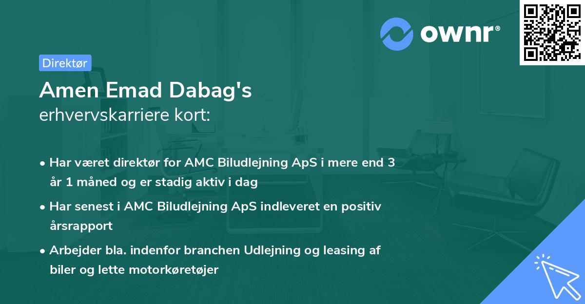 Amen Emad Dabag's erhvervskarriere kort