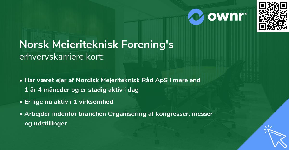 Norsk Meieriteknisk Forening's erhvervskarriere kort