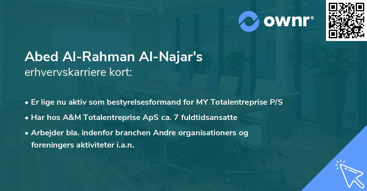 Abed Al-Rahman Al-Najar's erhvervskarriere kort