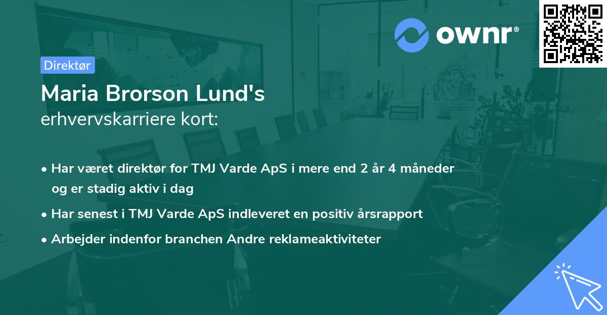 Maria Brorson Lund's erhvervskarriere kort