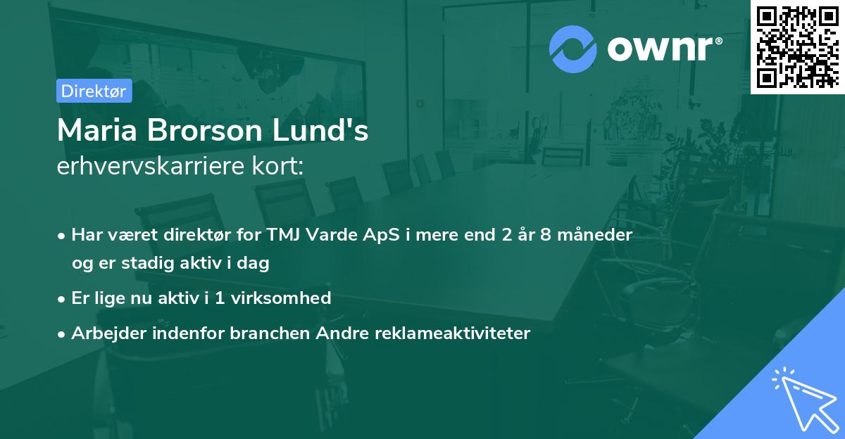 Maria Brorson Lund's erhvervskarriere kort