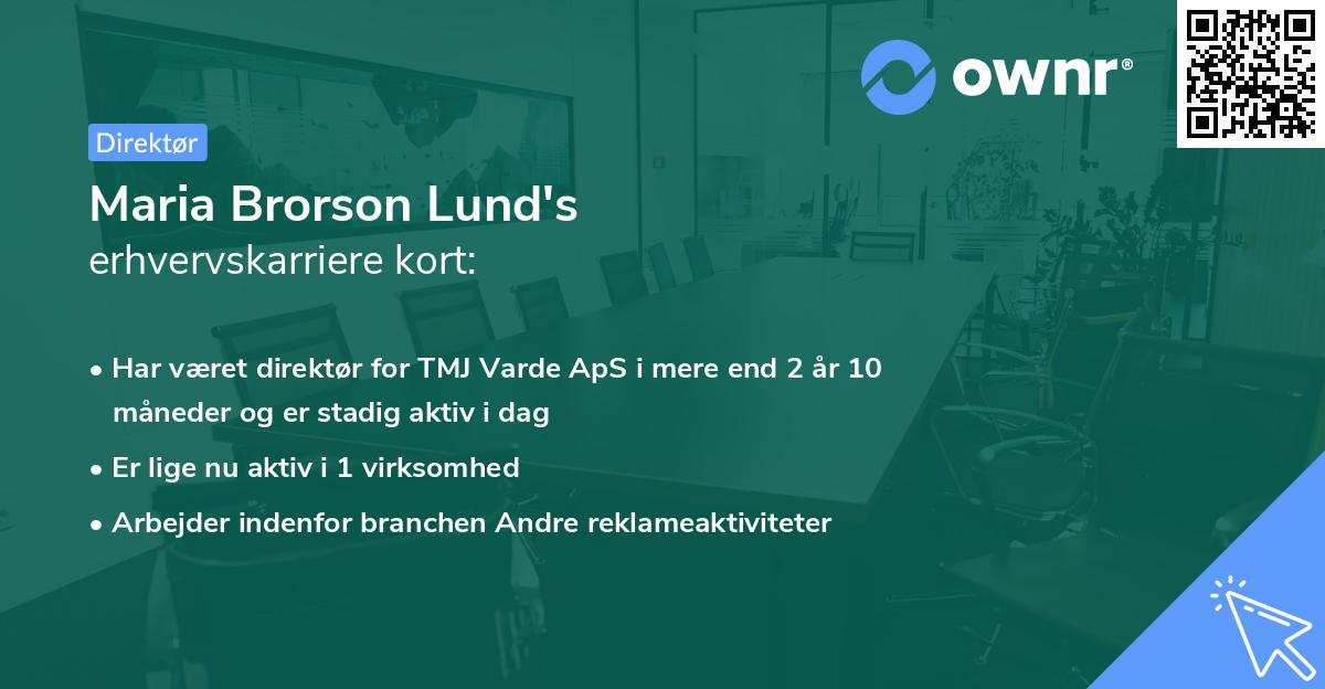 Maria Brorson Lund's erhvervskarriere kort