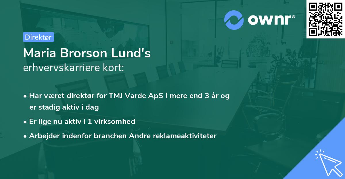 Maria Brorson Lund's erhvervskarriere kort