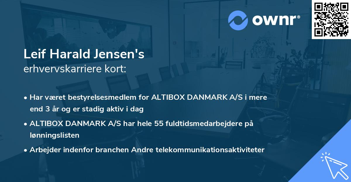Leif Harald Jensen's erhvervskarriere kort