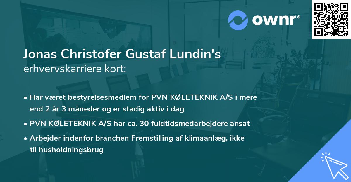 Jonas Christofer Gustaf Lundin's erhvervskarriere kort