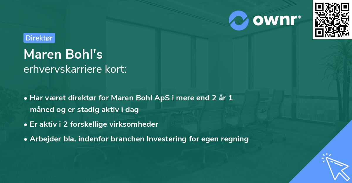 Maren Bohl's erhvervskarriere kort