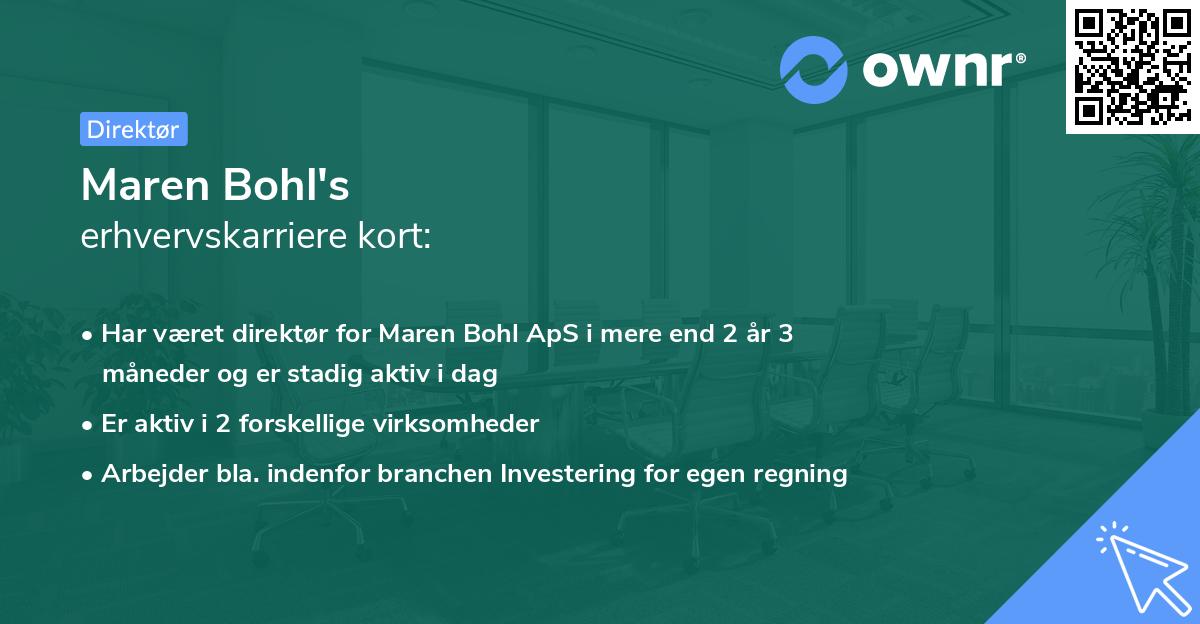 Maren Bohl's erhvervskarriere kort