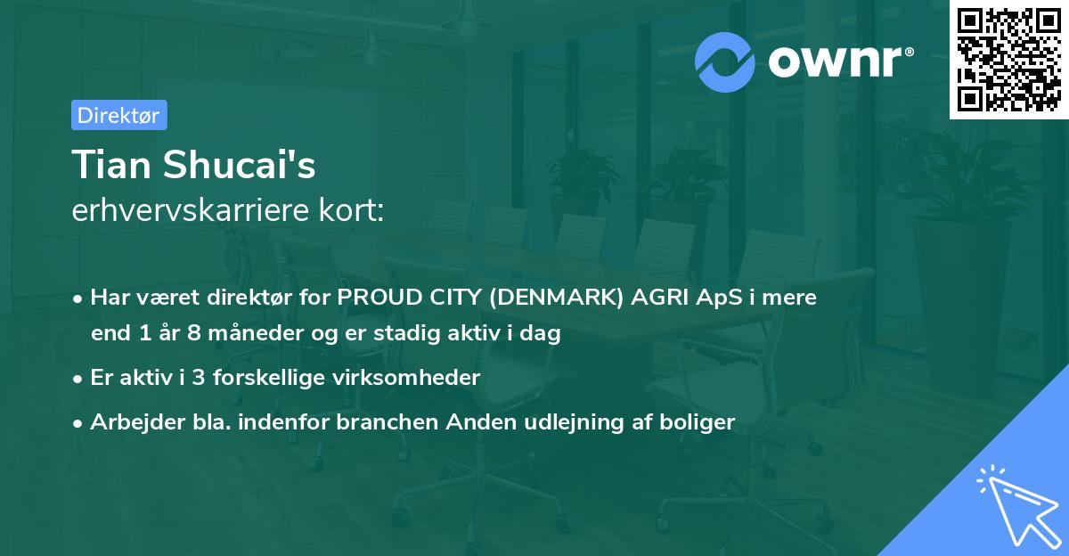 Tian Shucai's erhvervskarriere kort