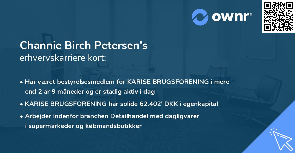 Channie Birch Petersen's erhvervskarriere kort