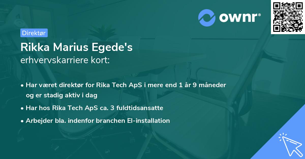 Rikka Marius Egede's erhvervskarriere kort