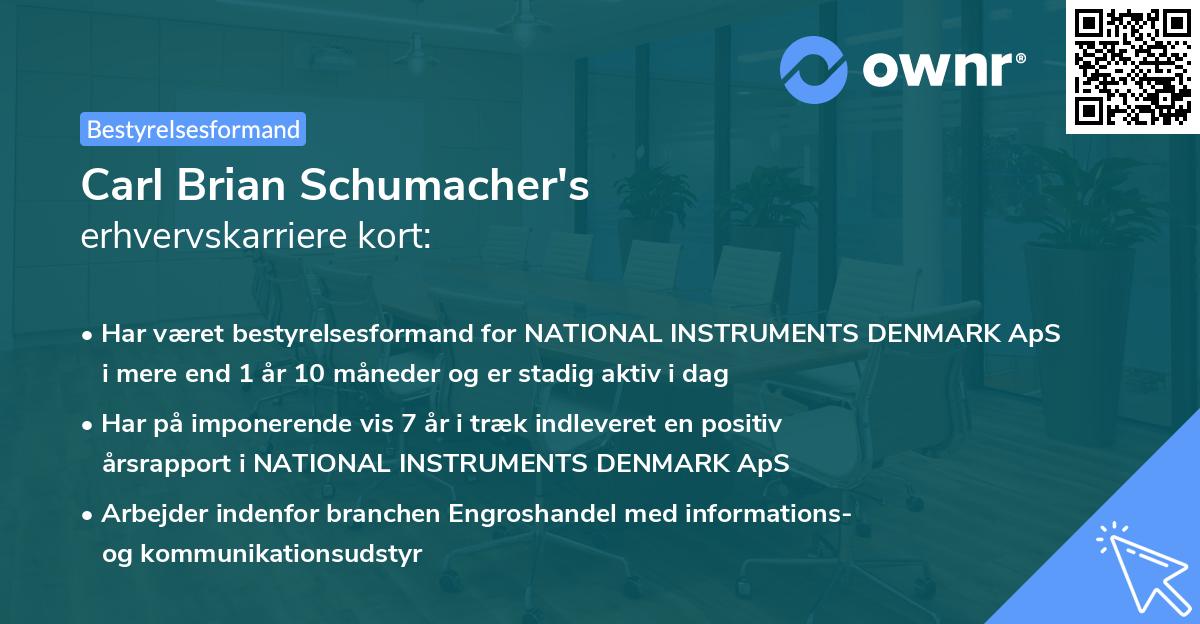 Carl Brian Schumacher's erhvervskarriere kort