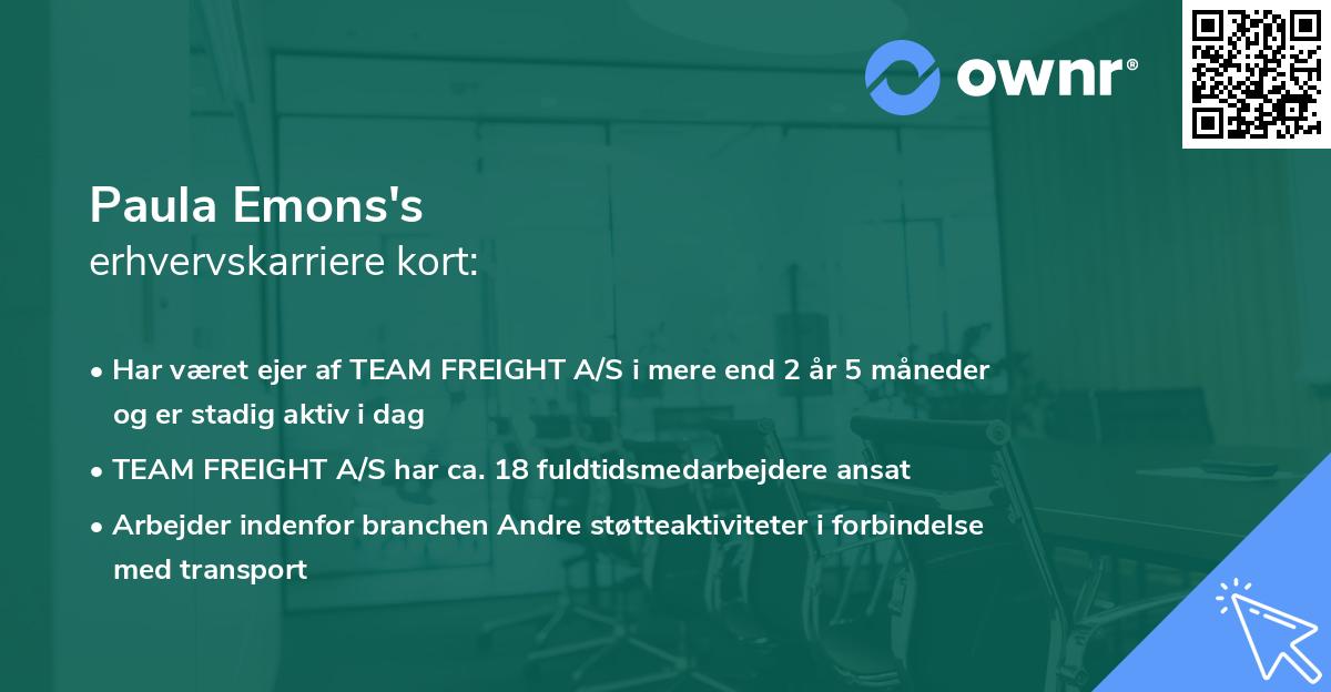 Paula Emons's erhvervskarriere kort