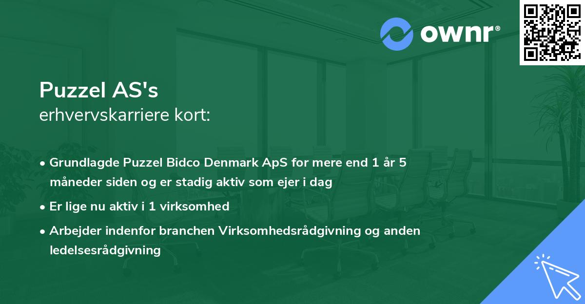 Puzzel AS's erhvervskarriere kort