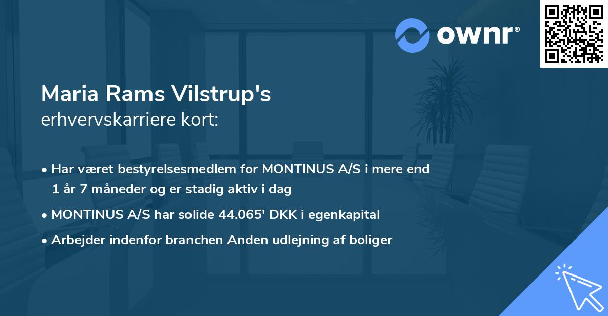 Maria Rams Vilstrup's erhvervskarriere kort