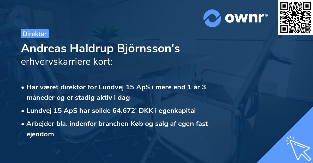 Andreas Haldrup Björnsson's erhvervskarriere kort