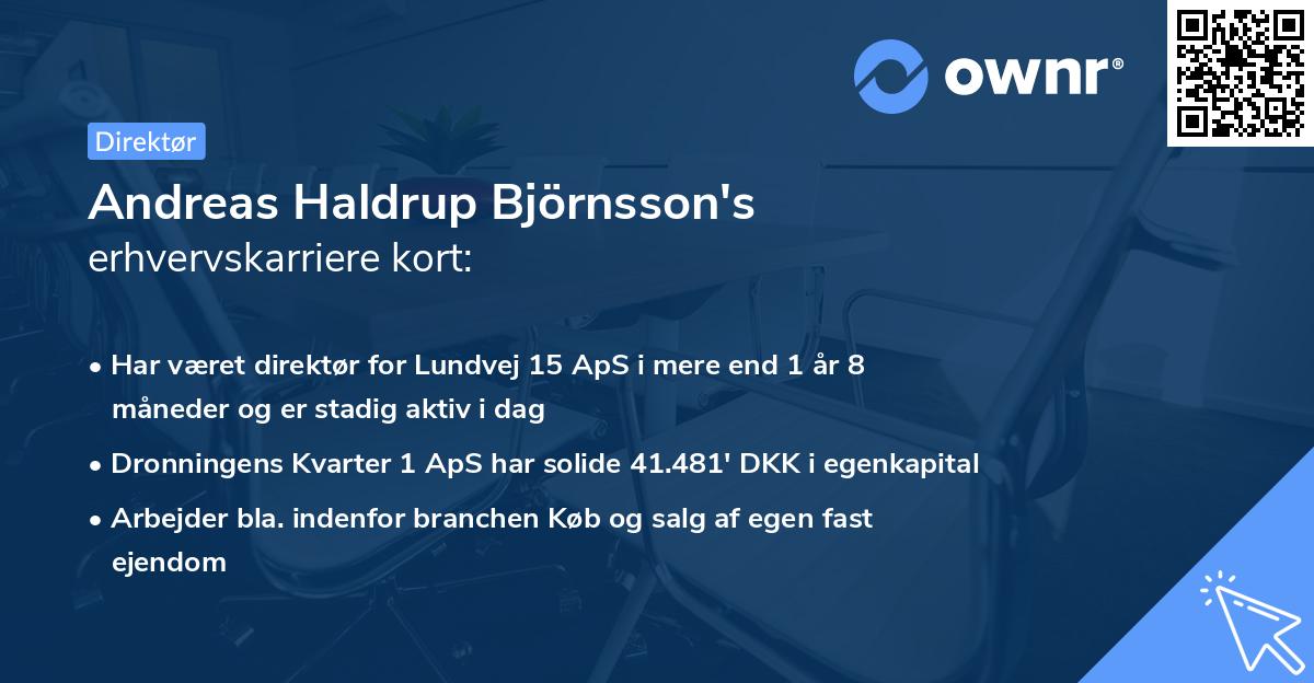 Andreas Haldrup Björnsson's erhvervskarriere kort