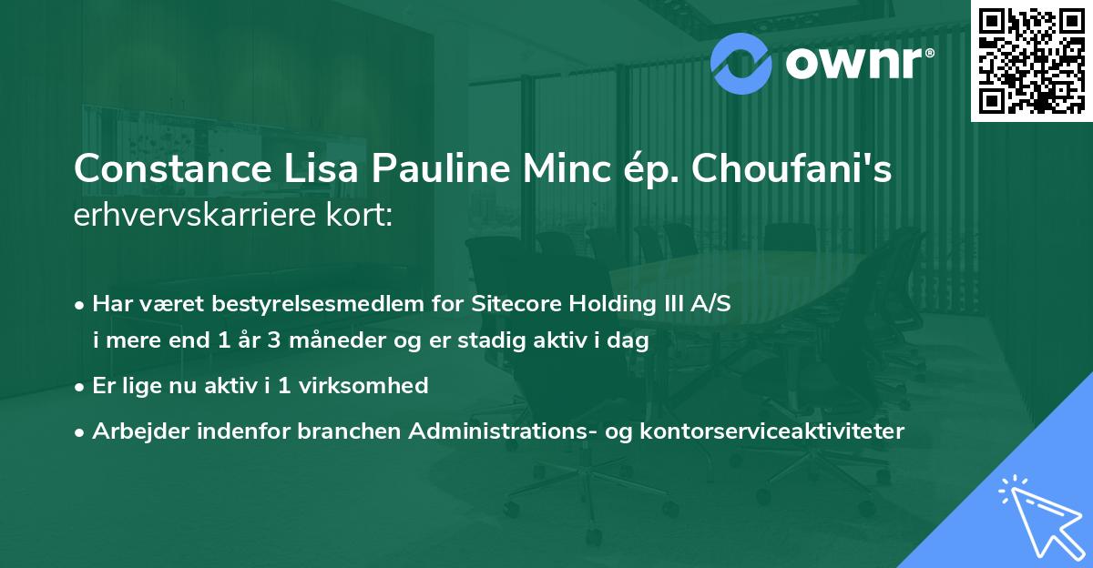 Constance Lisa Pauline Minc ép. Choufani's erhvervskarriere kort