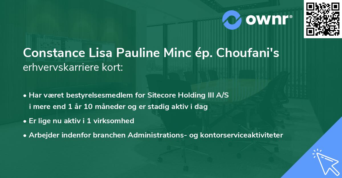 Constance Lisa Pauline Minc ép. Choufani's erhvervskarriere kort