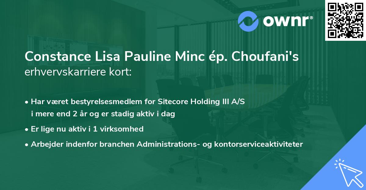 Constance Lisa Pauline Minc ép. Choufani's erhvervskarriere kort