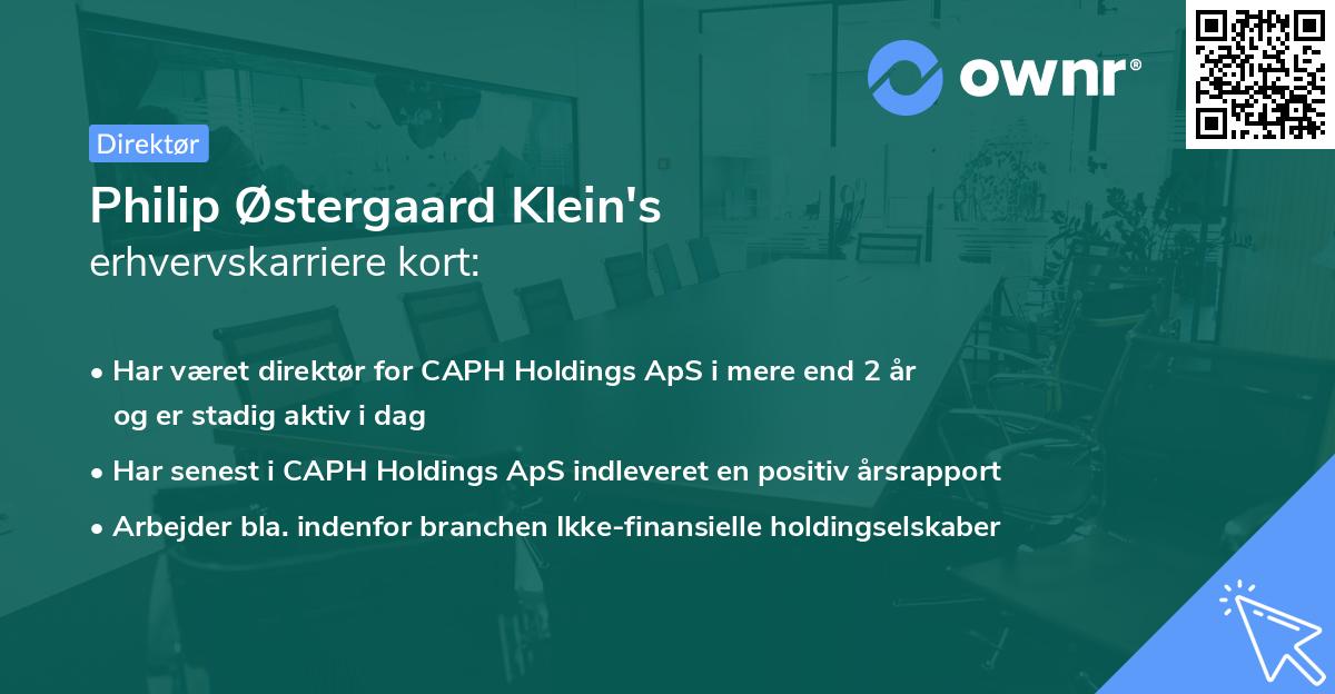 Philip Østergaard Klein's erhvervskarriere kort