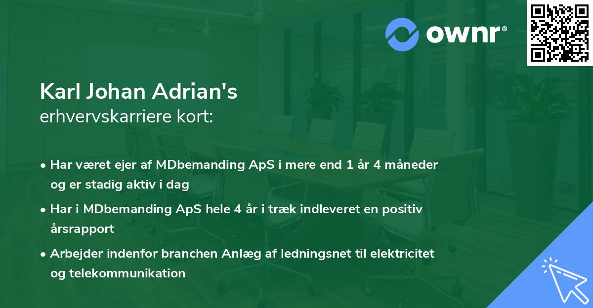 Karl Johan Adrian's erhvervskarriere kort