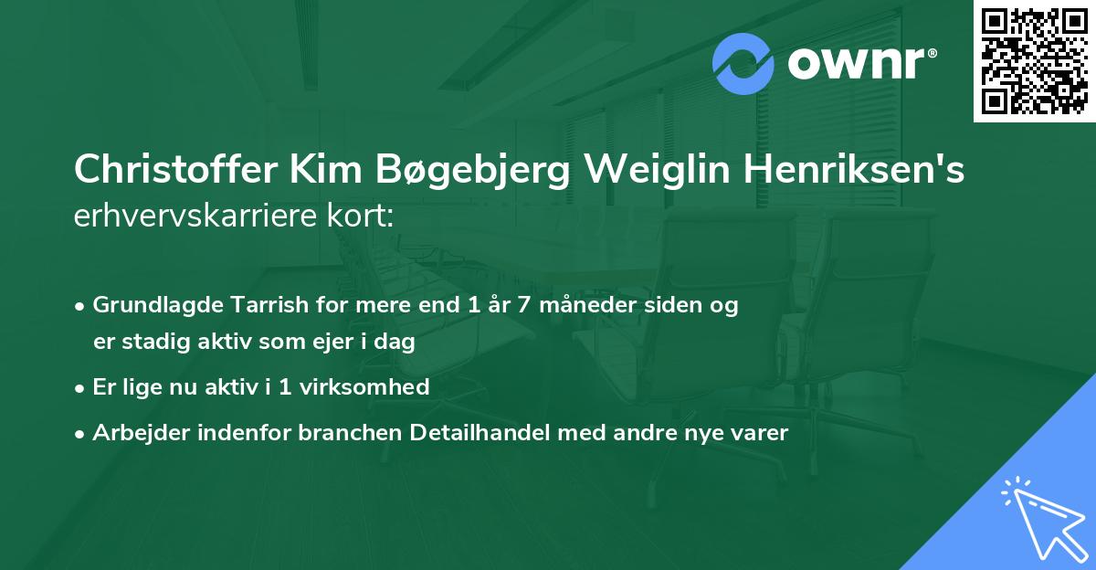 Christoffer Kim Bøgebjerg Weiglin Henriksen's erhvervskarriere kort